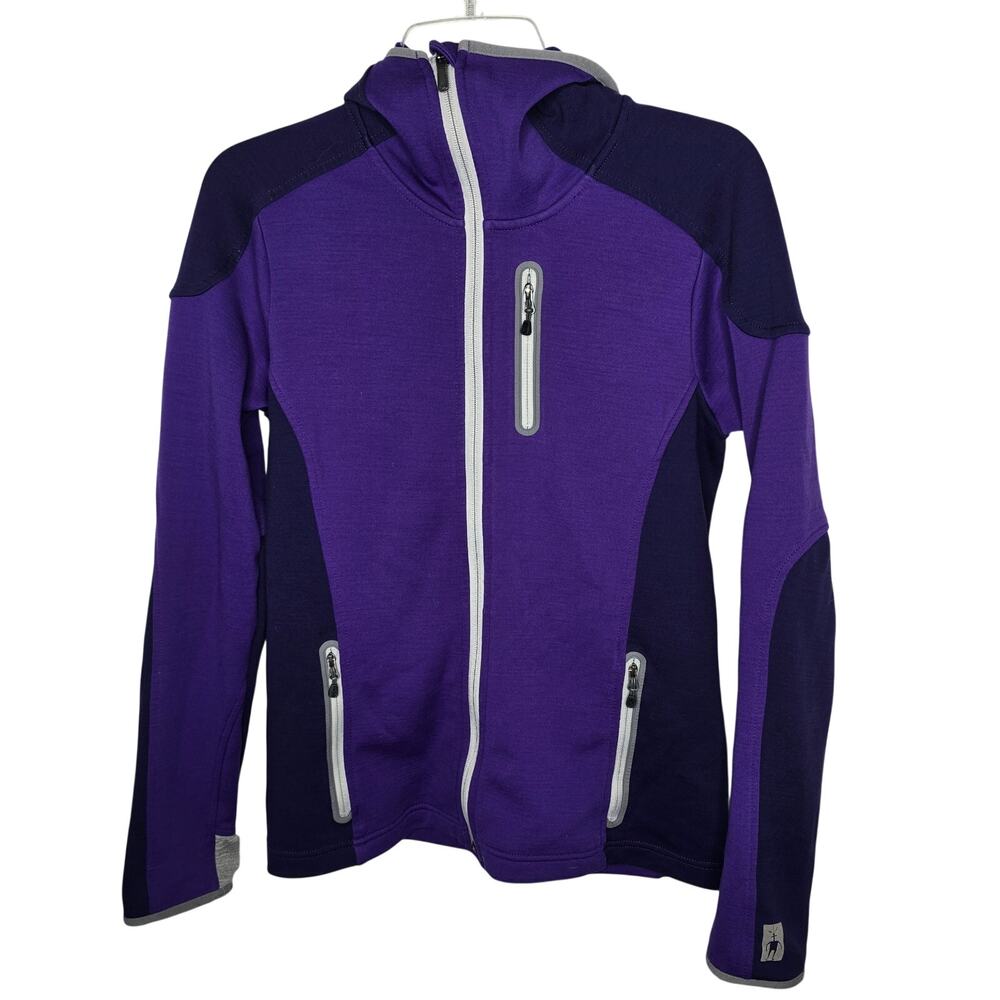 Smartwool PhD HyFi Purple Color-block Full Zip Hoodie Jacket Size Medium
